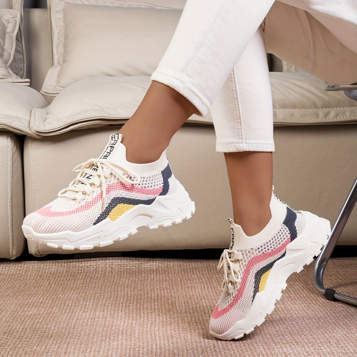 breathable mesh platform sneakers women s casual lace details 1