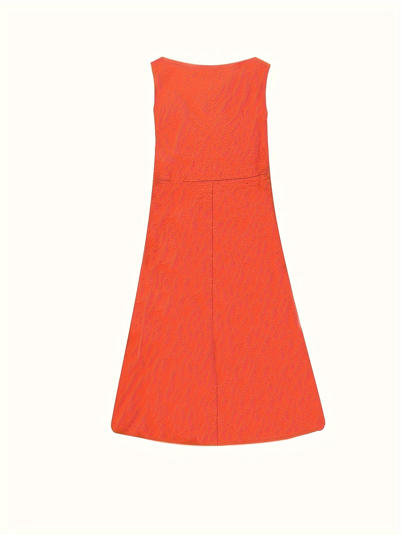 pocket front solid dress casual crew neck sleeveless simple dress womens clothing details 10