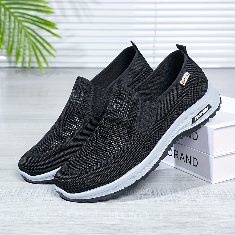knit shoes men s solid casual breathable lightweight anti details 0