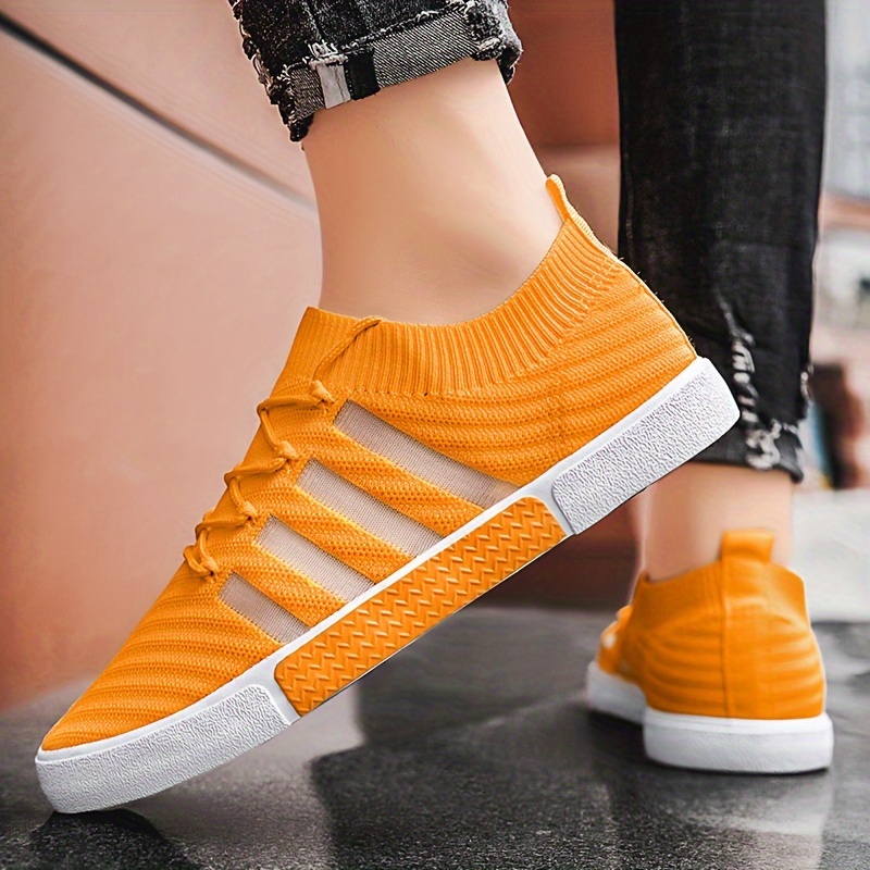 striped skateboard shoes men s trendy woven knit breathable details 0