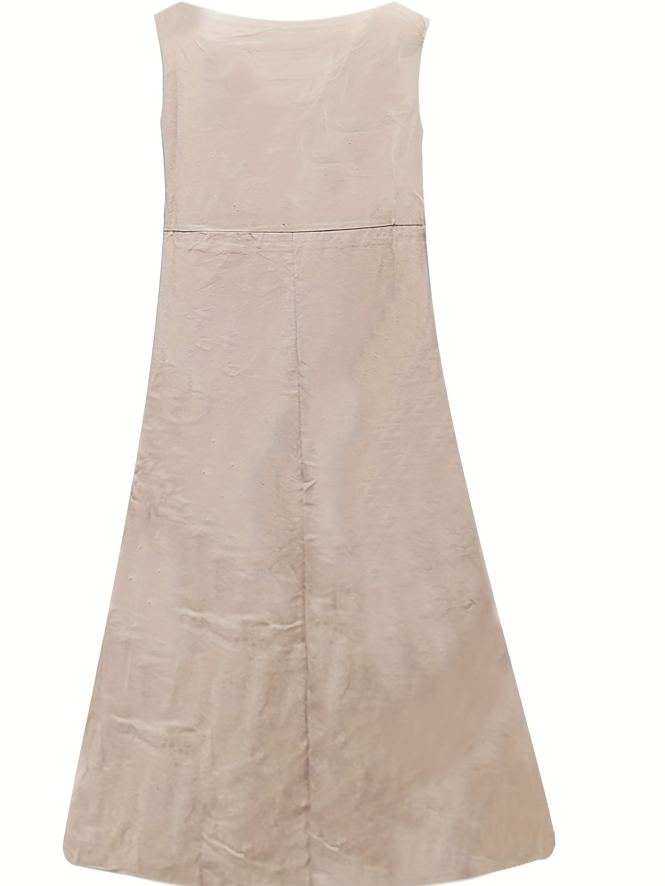 pocket front solid dress casual crew neck sleeveless simple dress womens clothing details 2