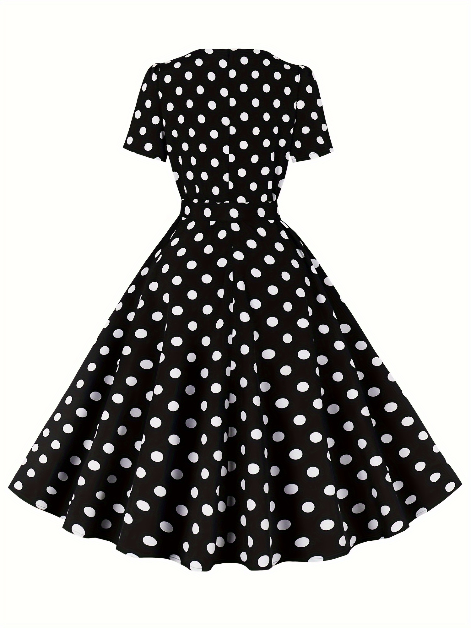 polka dot a line dress vintage squared neck short sleeve party dress womens clothing details 5