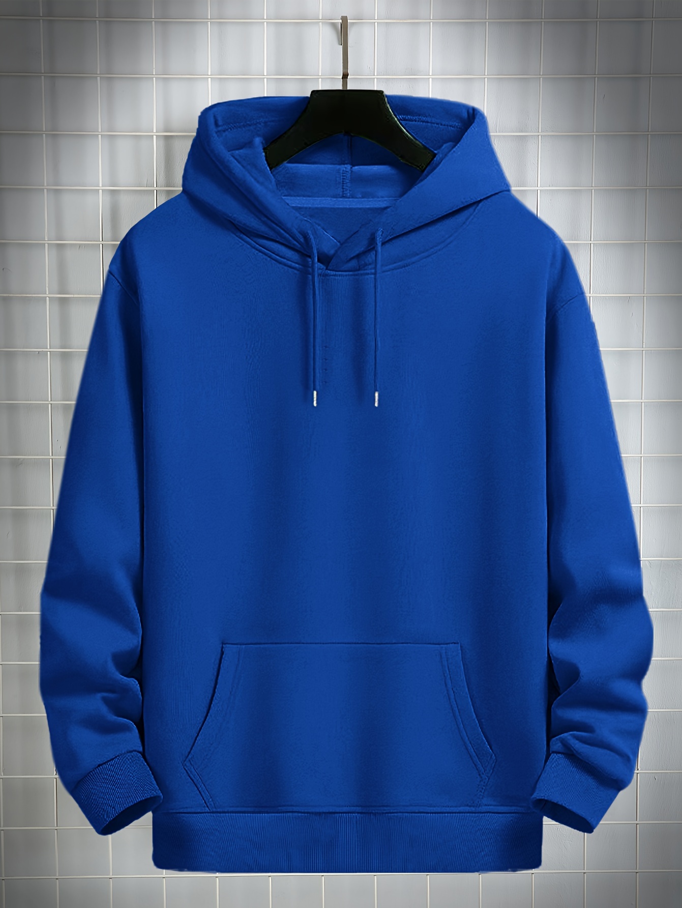 simple solid color hoodie with kangaroo pocket mens casual pullover hooded sweatshirt details 30
