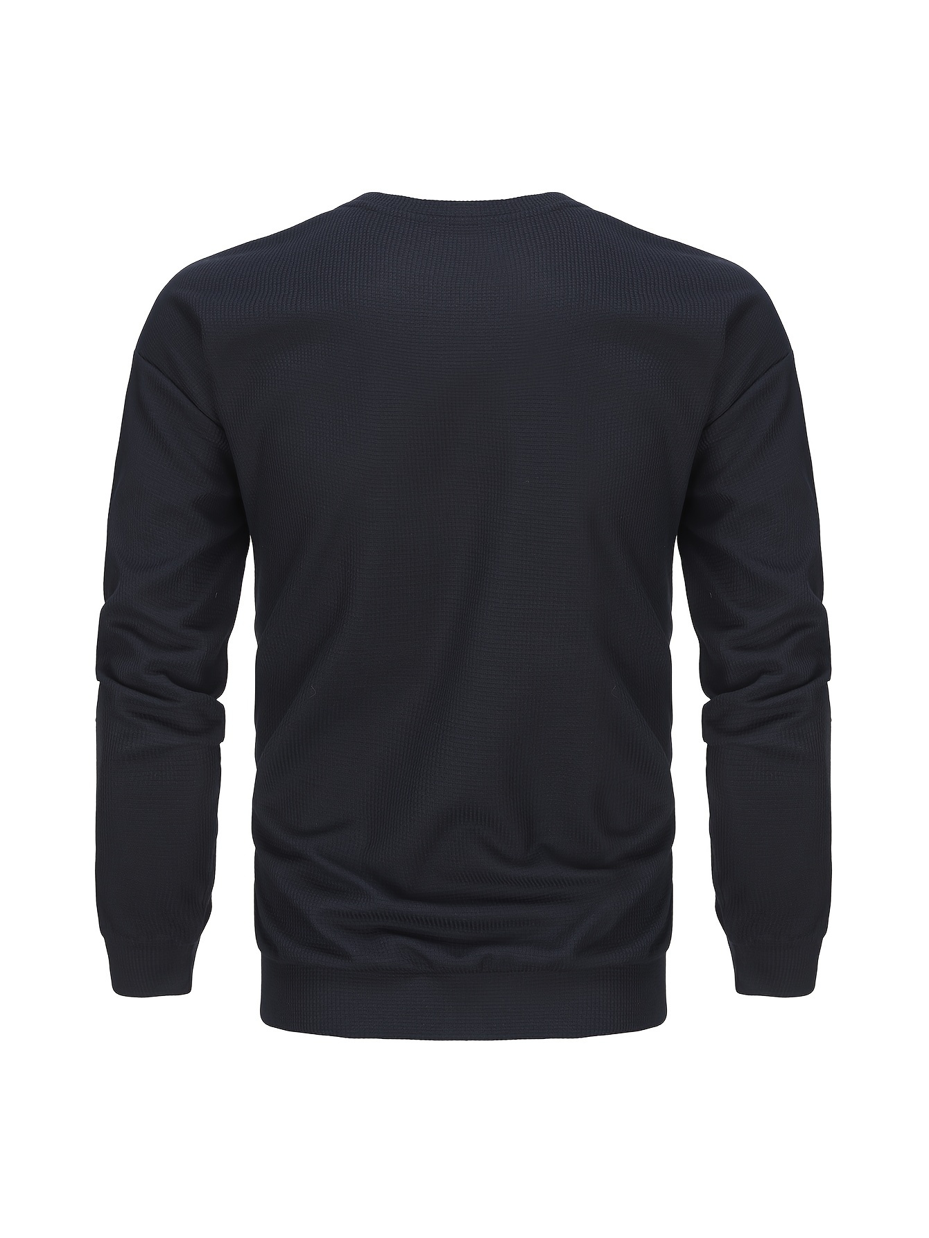 mens stylish loose solid sweatshirt casual slightly stretch breathable crew neck long sleeve top for spring fall outdoor details 45