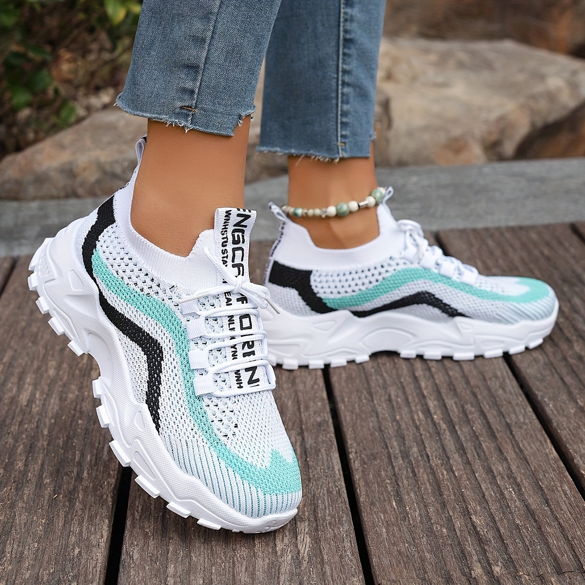 breathable mesh platform sneakers women s casual lace details 8