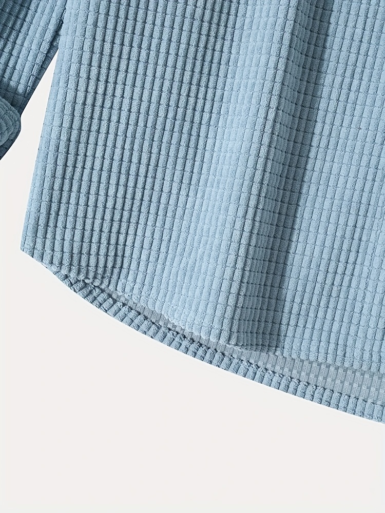 waffle pattern hoodie shirt coat for men long sleeve casual regular fit button up hooded shirts jacket details 2
