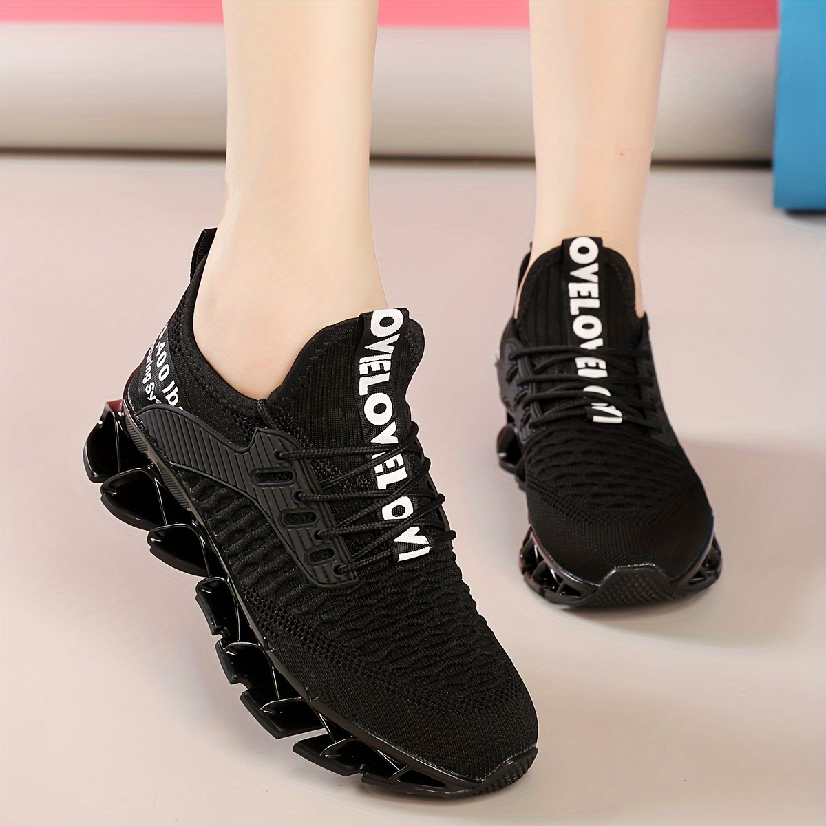 knitted sports shoes women s fashion breathable low top details 9