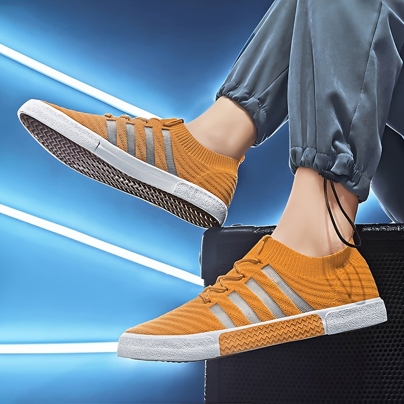 striped skateboard shoes men s trendy woven knit breathable details 7
