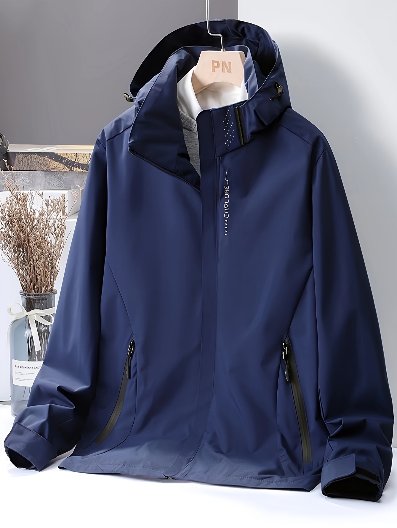 mens lightweight waterproof rain jacket hooded shell outdoor raincoat hiking windbreaker jacket coat details 5
