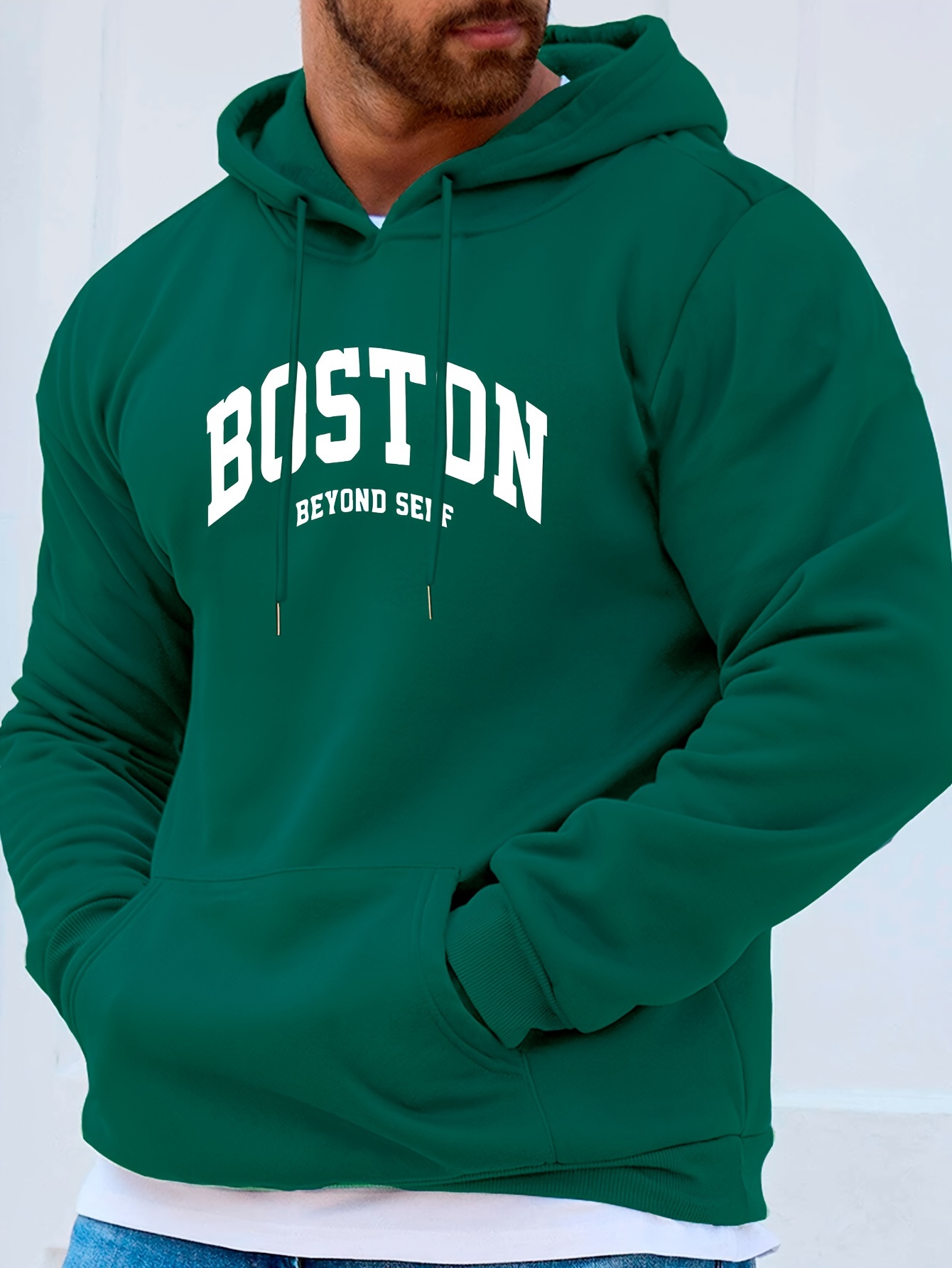 boston print mens pullover round neck hoodies with kangaroo pocket long sleeve hooded sweatshirt loose casual top for autumn winter mens clothing as gifts details 15