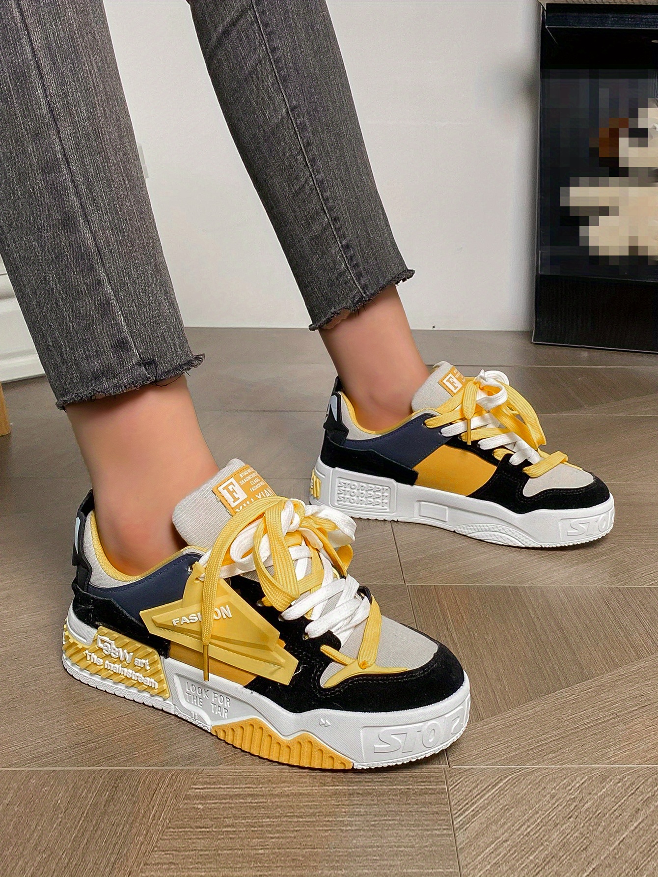 platform skate shoes women s trendy colorblock heightening details 3