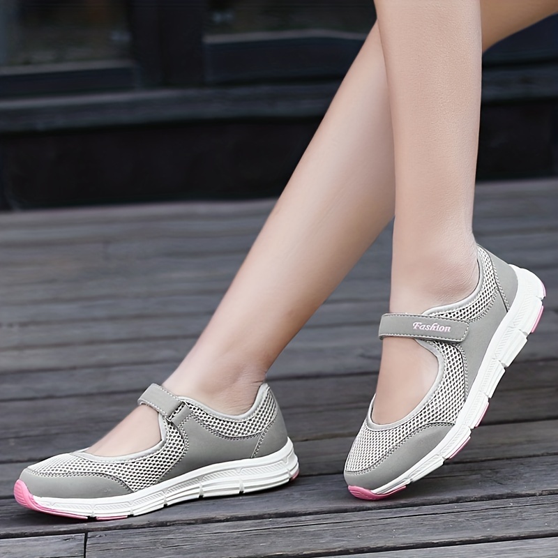 womens mesh platform walking sneakers breathable non slip hook loop shoes low top casual sneakers details 2