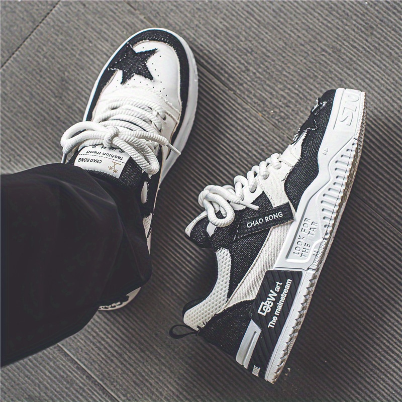 leather skate shoes men s lace solid pu comfy non slip details 3