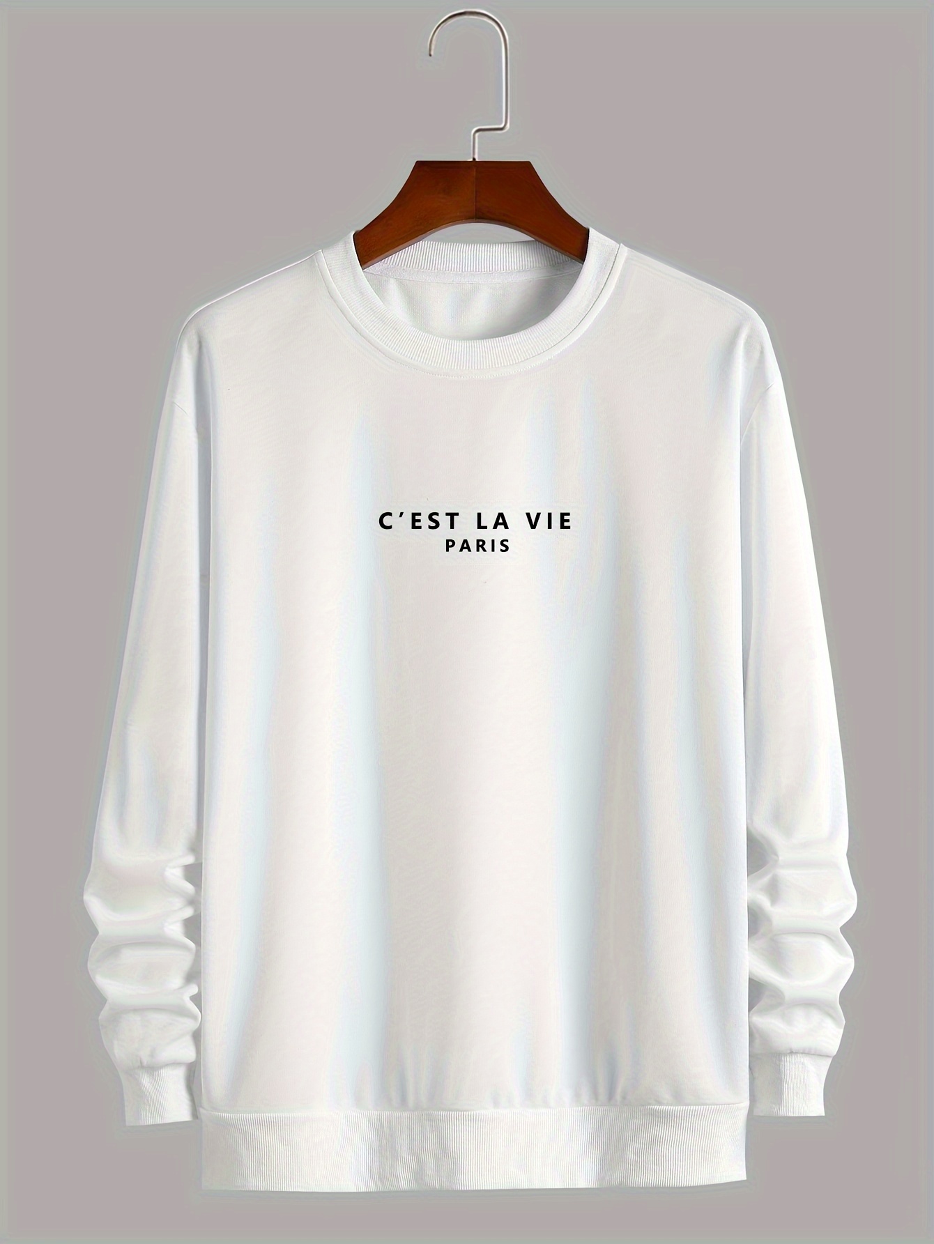 cest la vie paris print chic sweatshirt mens plain graphic design crew neck pullover for men for spring fall and winter details 7