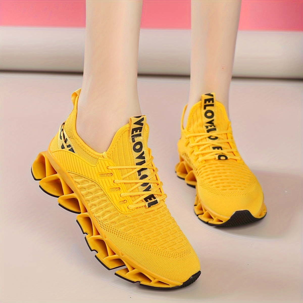 knitted sports shoes women s fashion breathable low top details 5