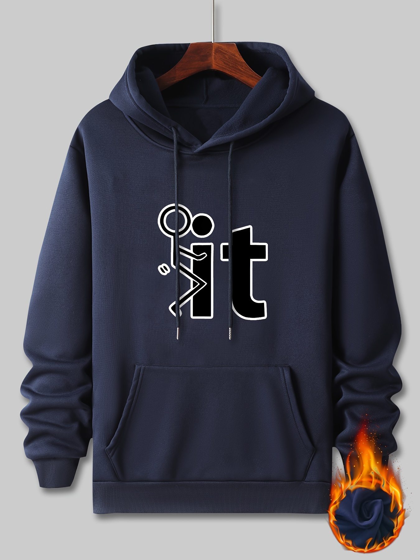 stick figure print mens pullover round neck long sleeve hooded sweatshirt pattern loose casual top for autumn winter mens clothing as gifts details 0