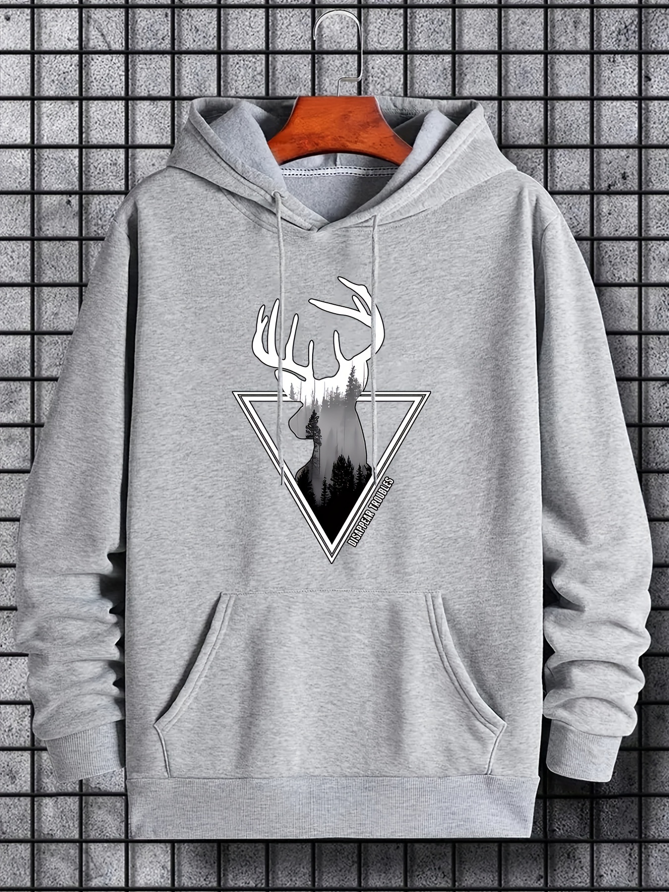 deer print hoodie cool hoodies for men mens casual graphic design pullover hooded sweatshirt with kangaroo pocket streetwear for winter fall as gifts details 32