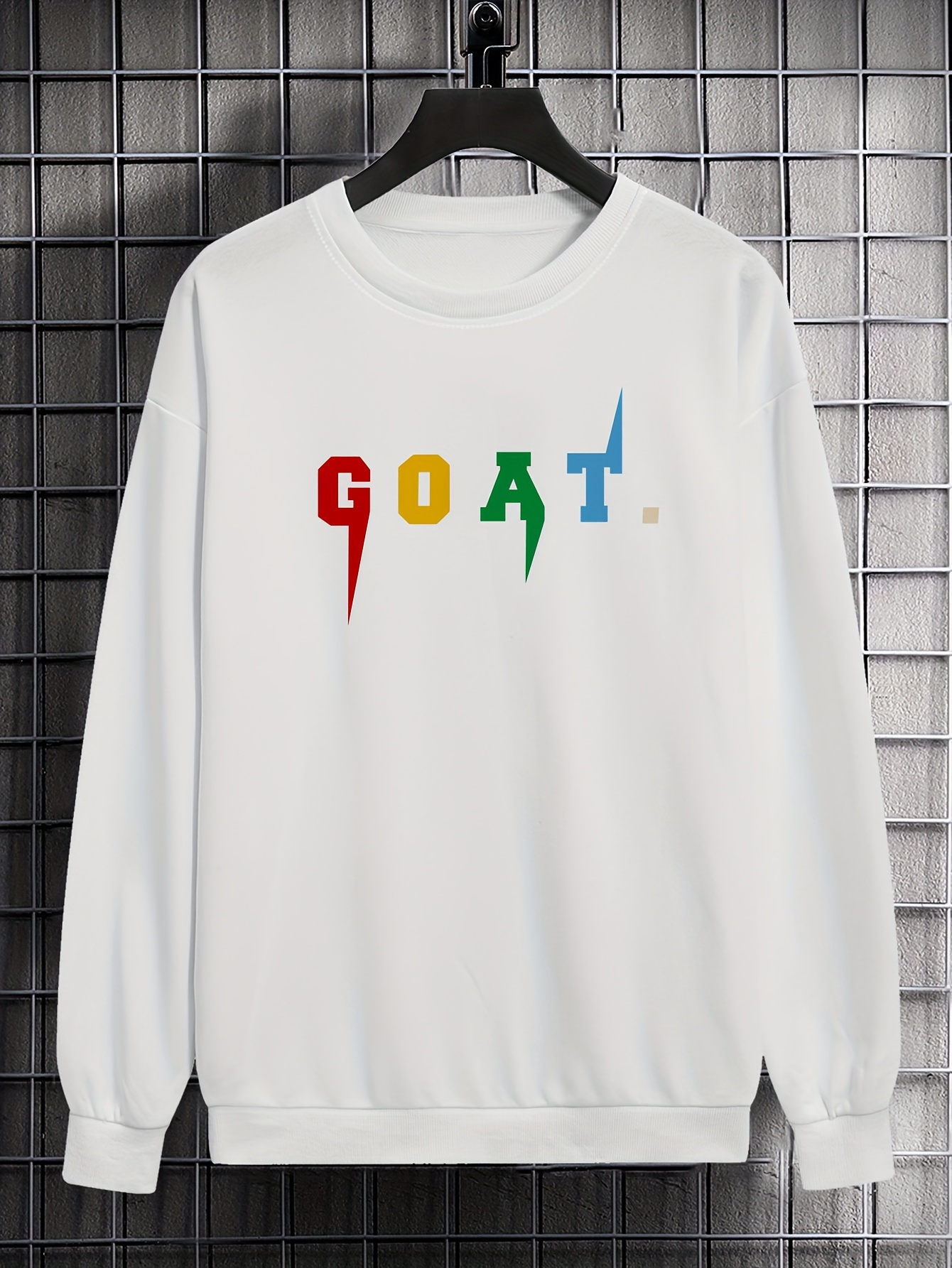 goat print trendy sweatshirt mens casual graphic design crew neck pullover sweatshirt for men fall winter details 7