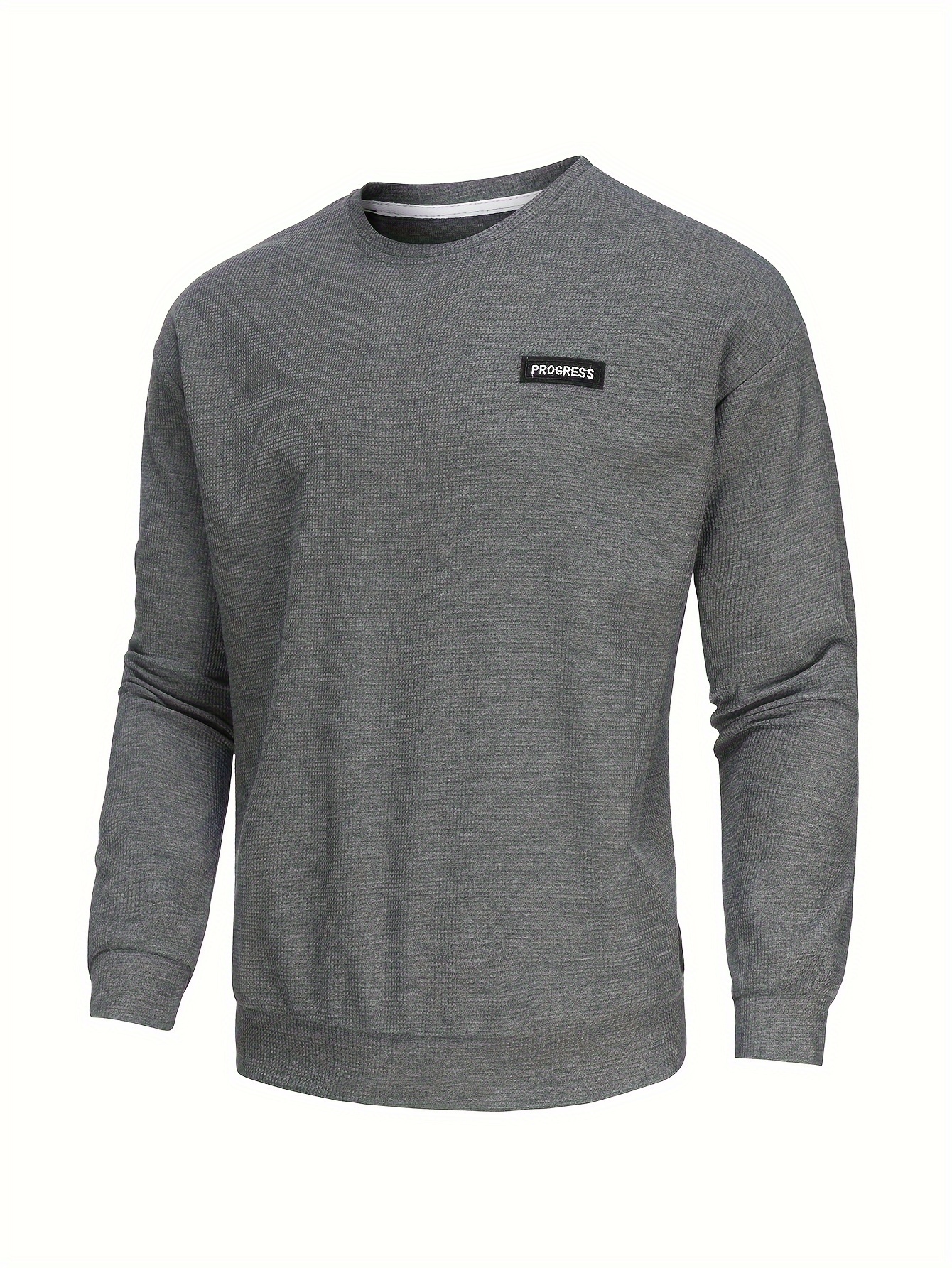 mens stylish loose solid sweatshirt casual slightly stretch breathable crew neck long sleeve top for spring fall outdoor details 56