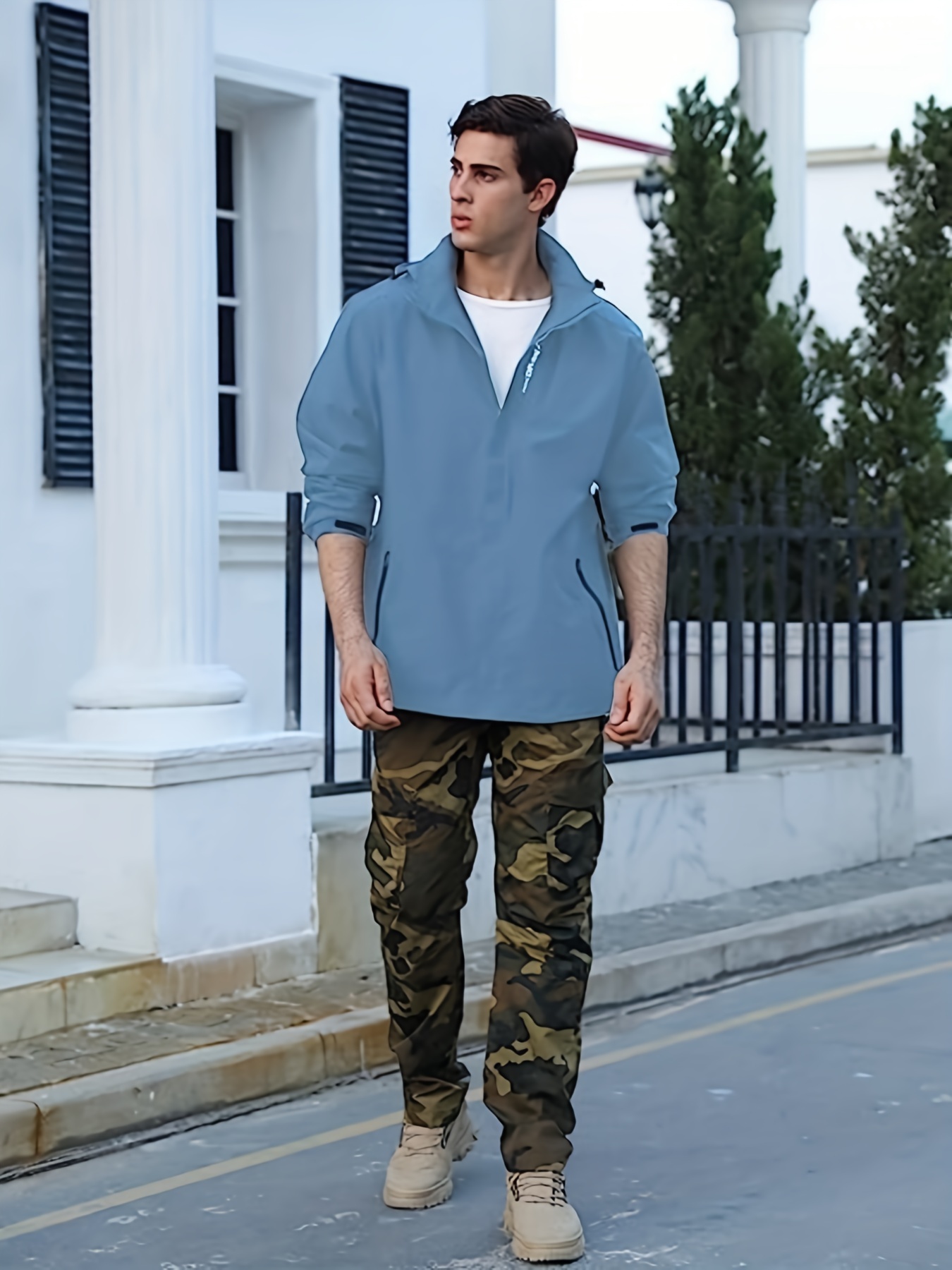 mens lightweight waterproof rain jacket hooded shell outdoor raincoat hiking windbreaker jacket coat details 25