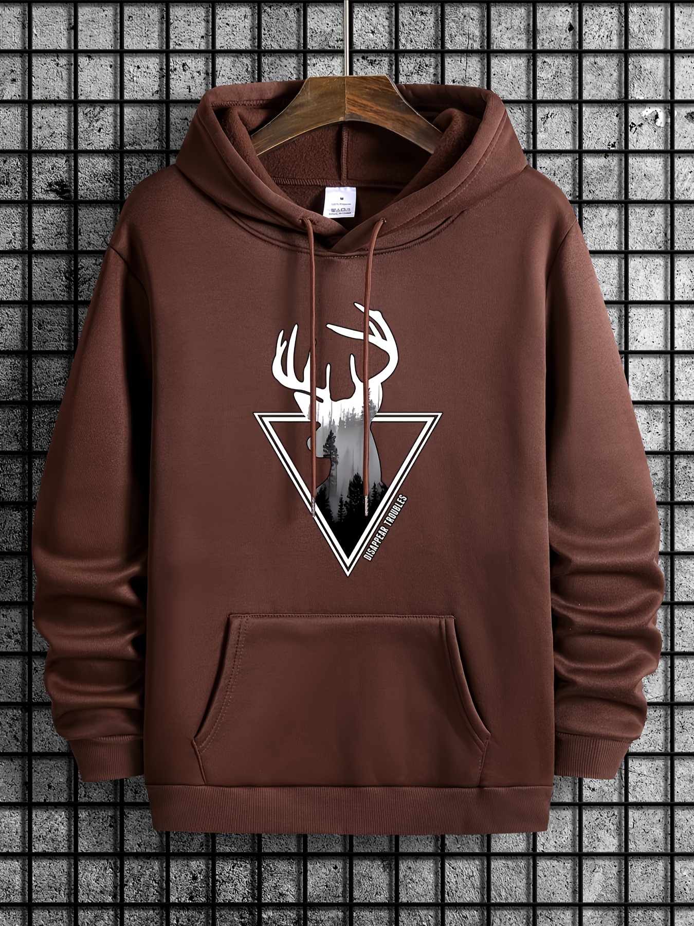 deer print hoodie cool hoodies for men mens casual graphic design pullover hooded sweatshirt with kangaroo pocket streetwear for winter fall as gifts details 24