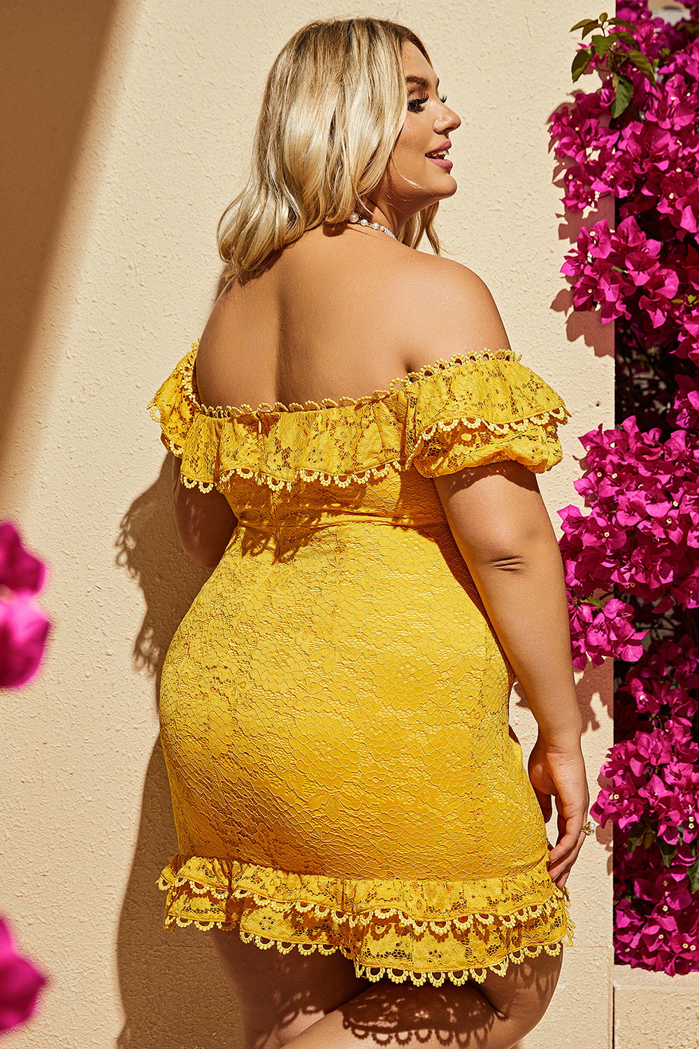 Radiant Yellow Off-Shoulder Curvy Bodycon Party Gown
