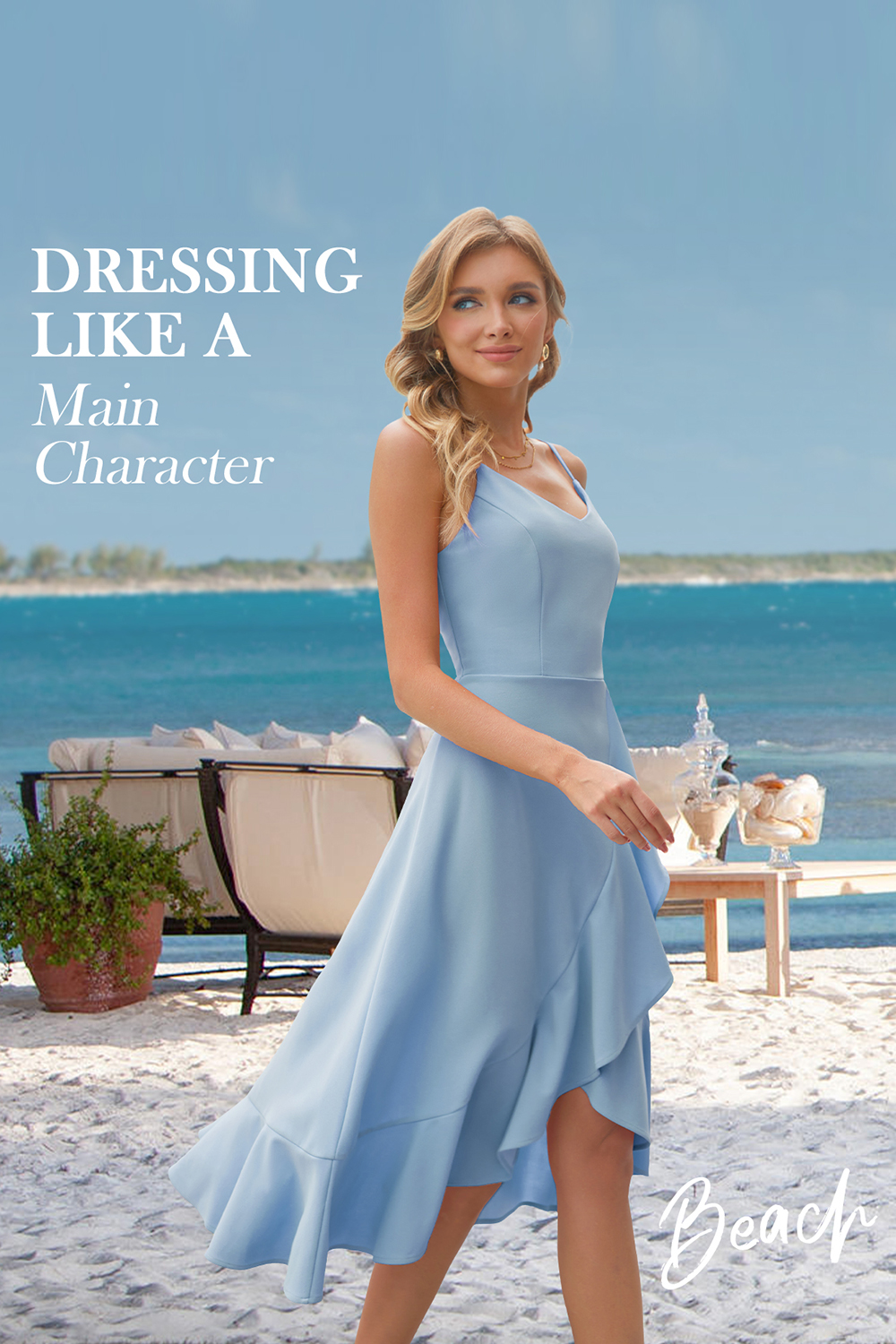 Elegant Adjustable Strap A-Line V-Neck Asymmetric Hem White Cocktail Dresses