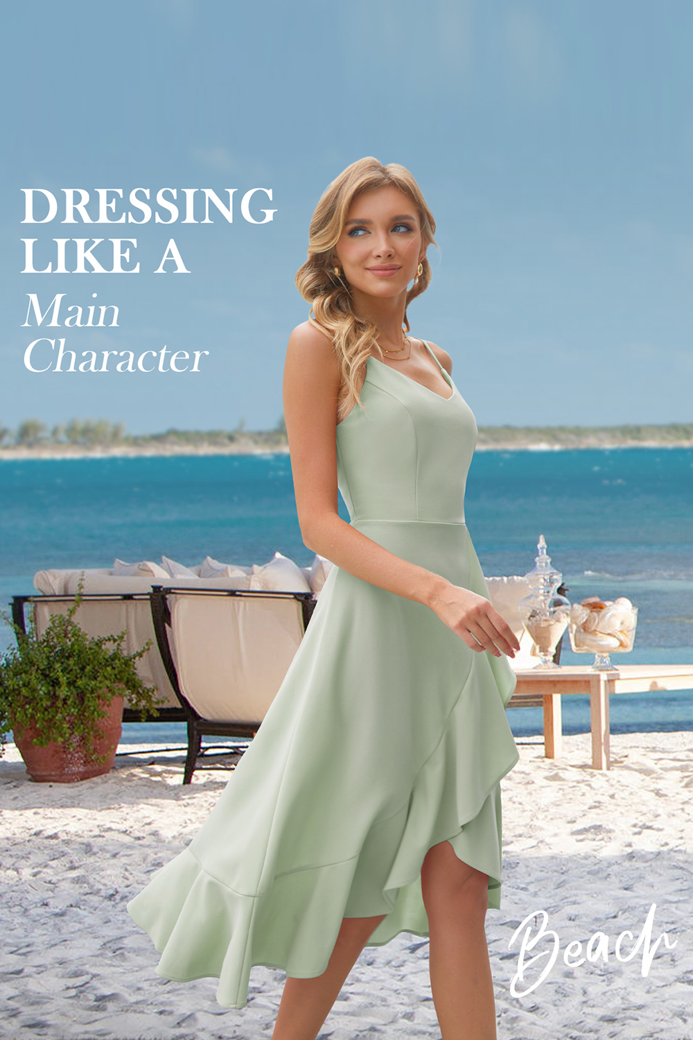 Elegant Adjustable Strap A-Line V-Neck Asymmetric Hem White Cocktail Dresses