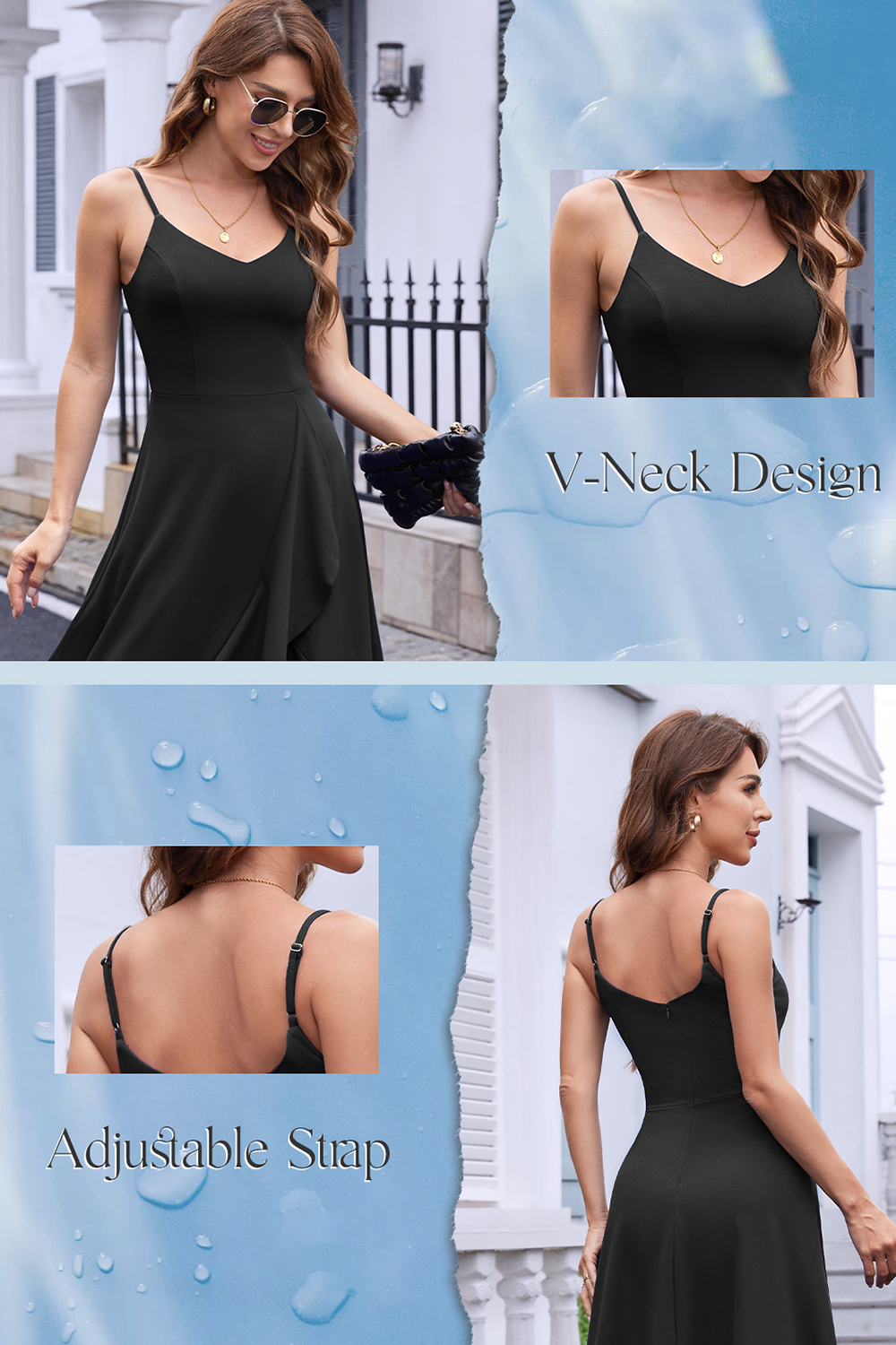 Elegant Adjustable Strap A-Line V-Neck Asymmetric Hem White Cocktail Dresses