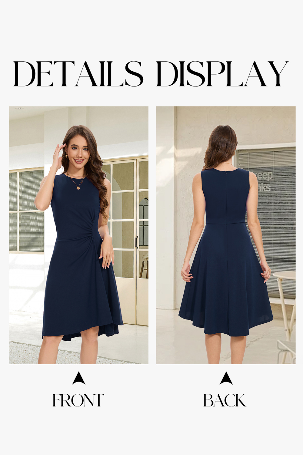 Elegant High Low Ruched Waist Fit and Flare Cocktail Party Dress