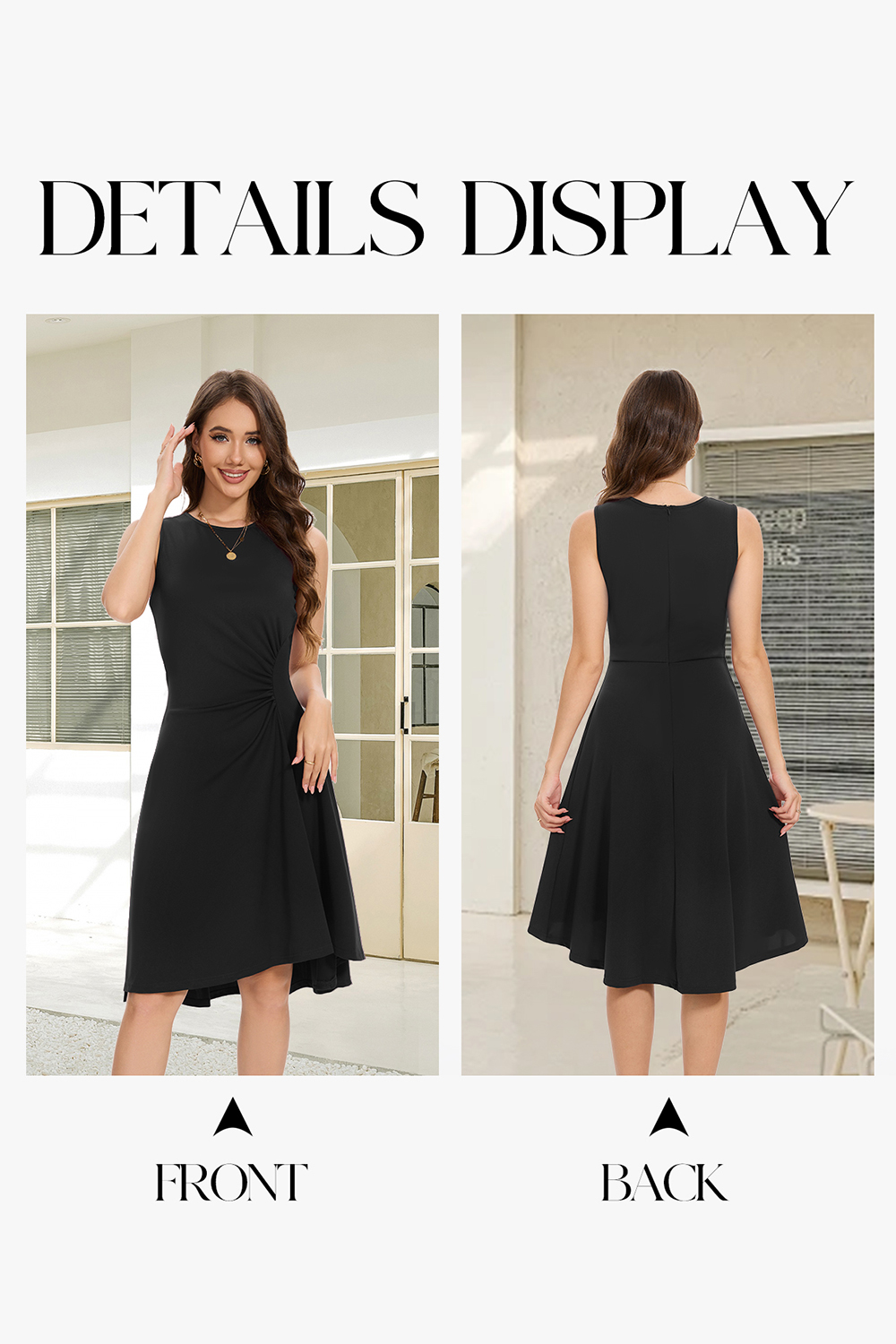 Elegant High Low Ruched Waist Fit and Flare Cocktail Party Dress