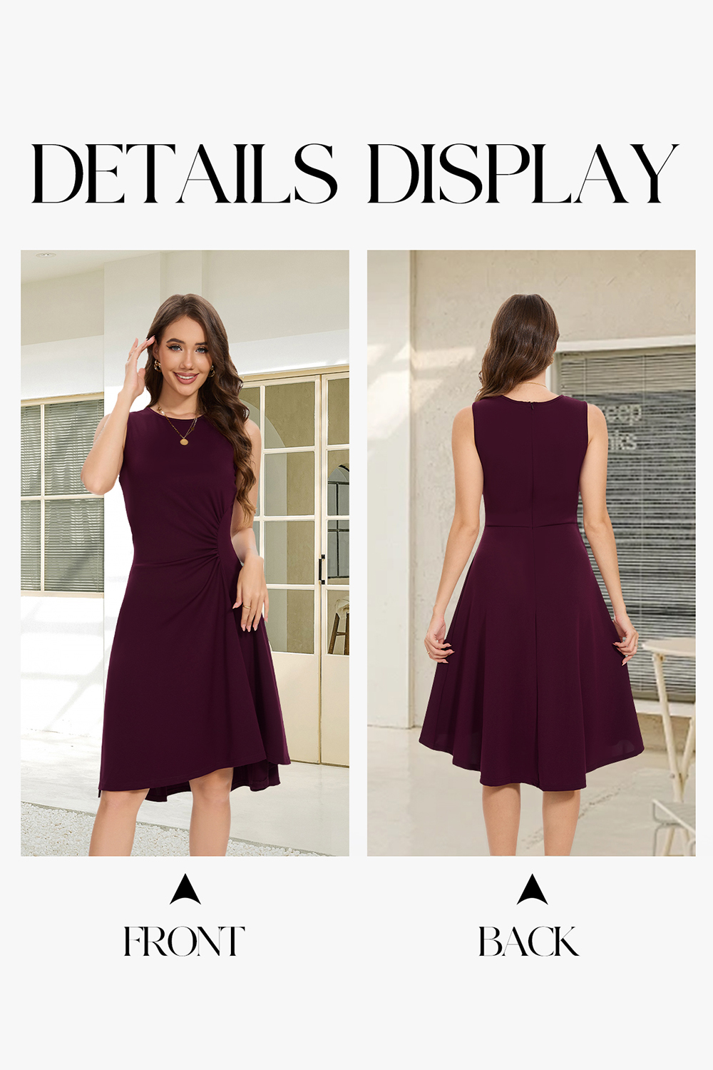 Elegant High Low Ruched Waist Fit and Flare Cocktail Party Dress