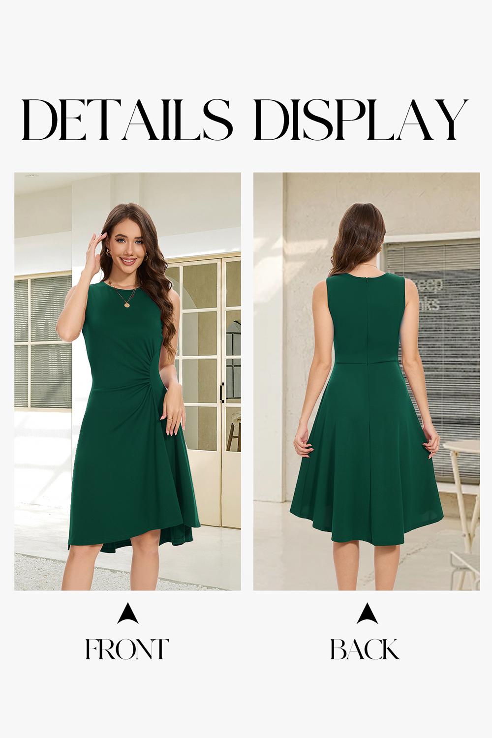 Elegant High Low Ruched Waist Fit and Flare Cocktail Party Dress