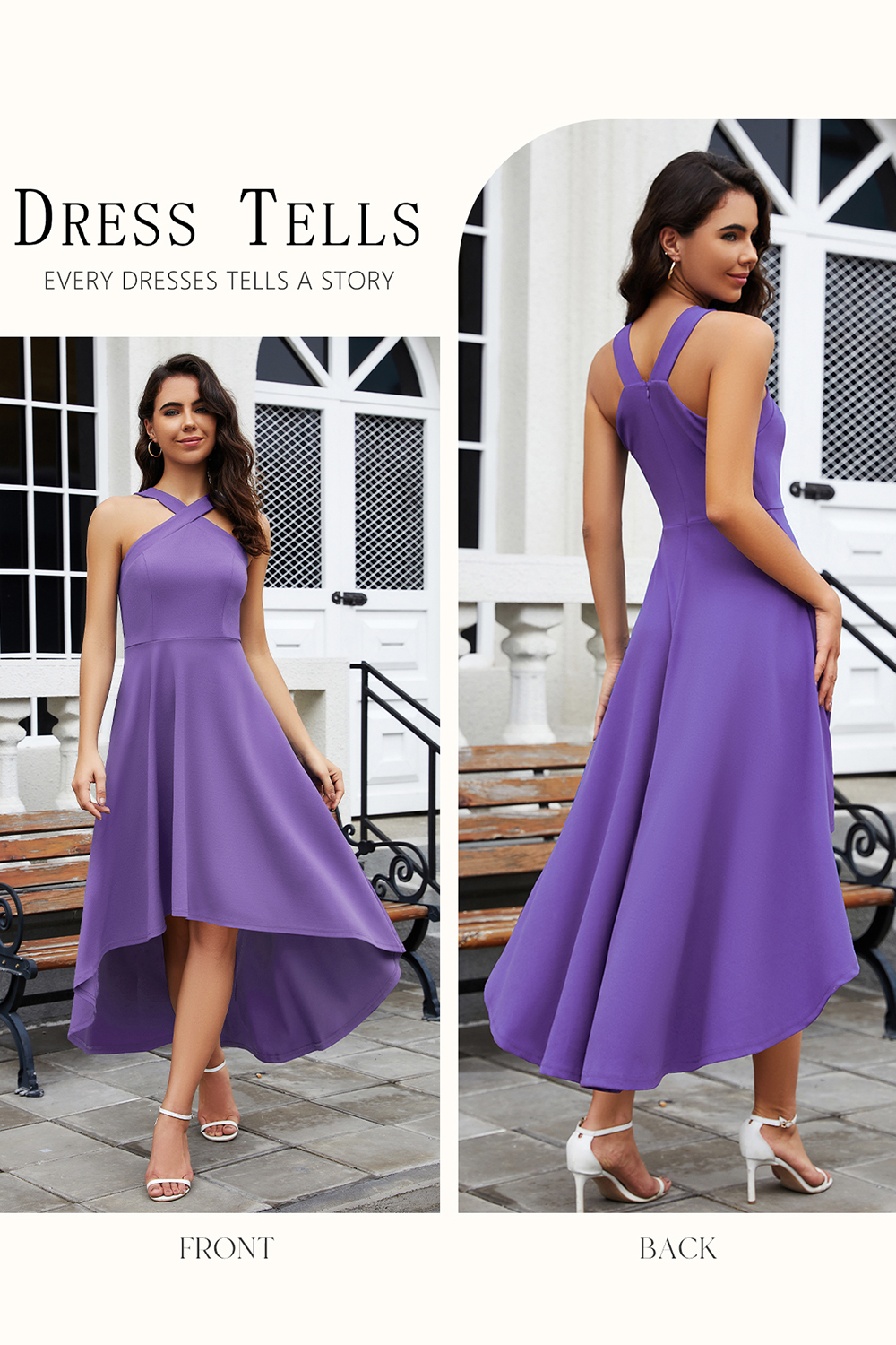2024 Lavender Halter High-low Cocktail & Party Dress