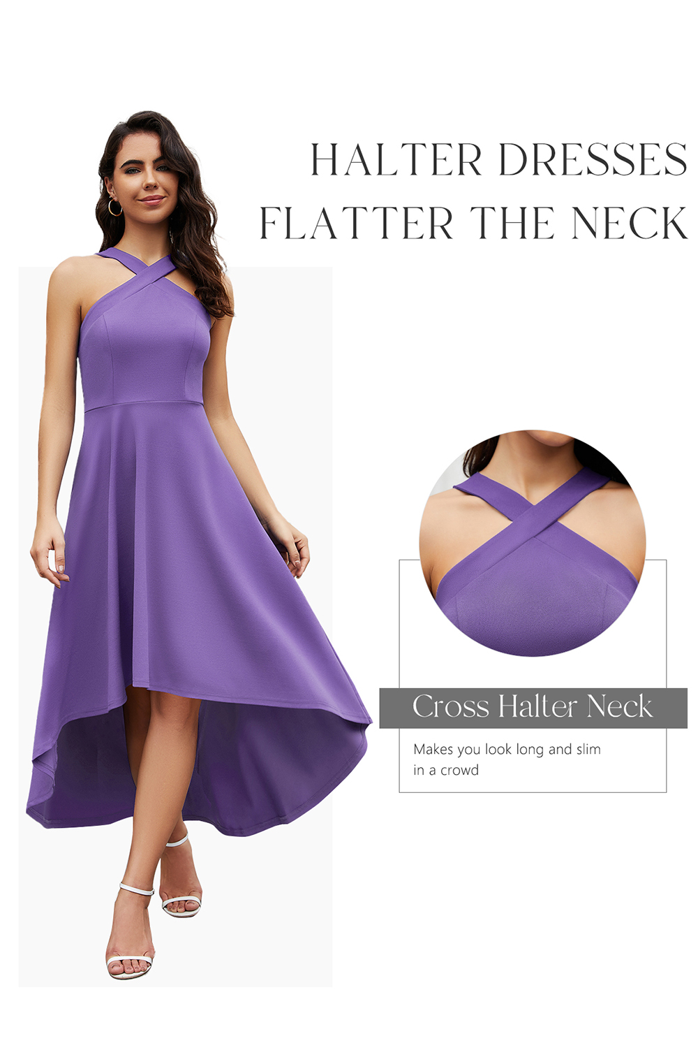 2024 Lavender Halter High-low Cocktail & Party Dress
