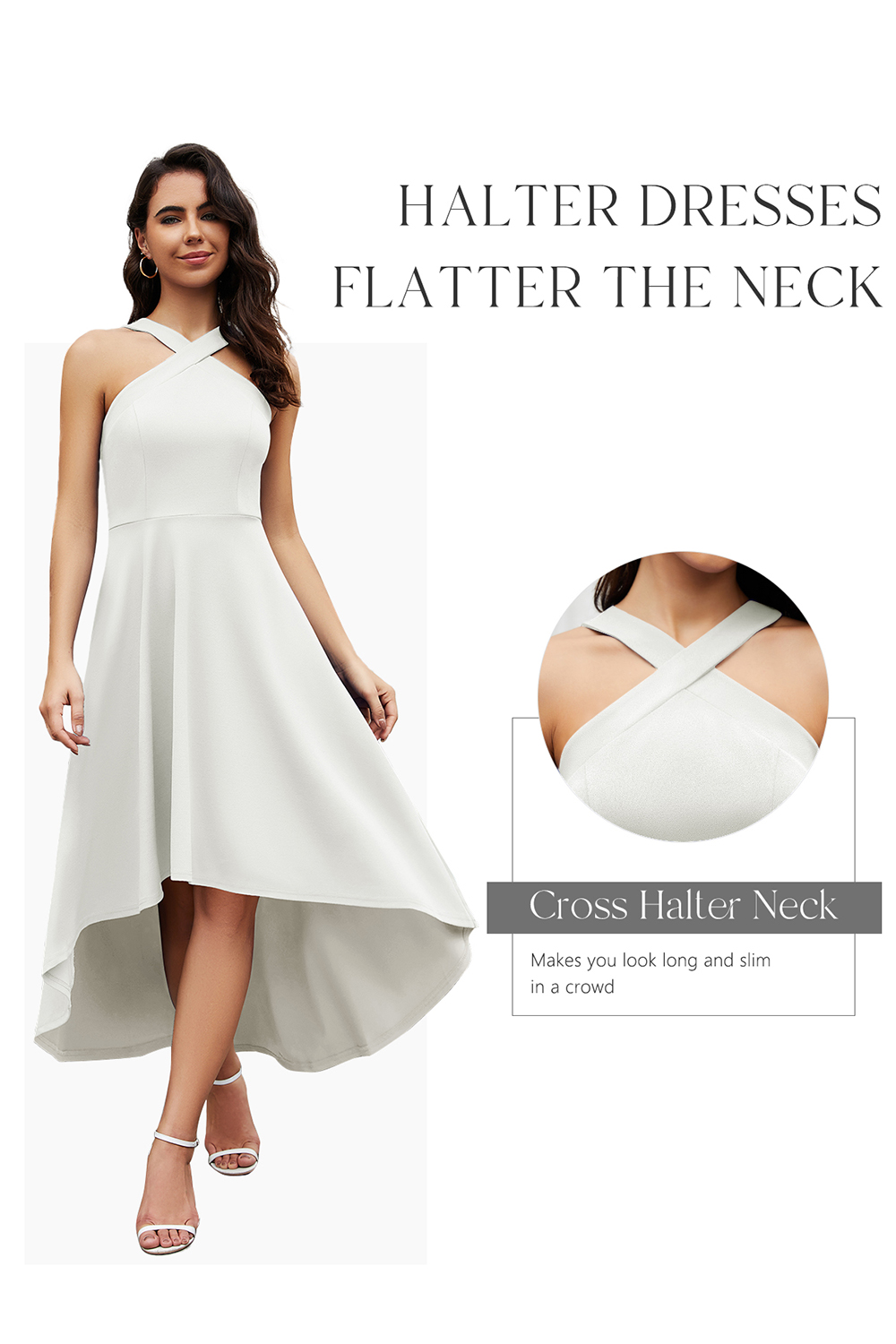 2024 White Halter High-low Cocktail & Party Dress