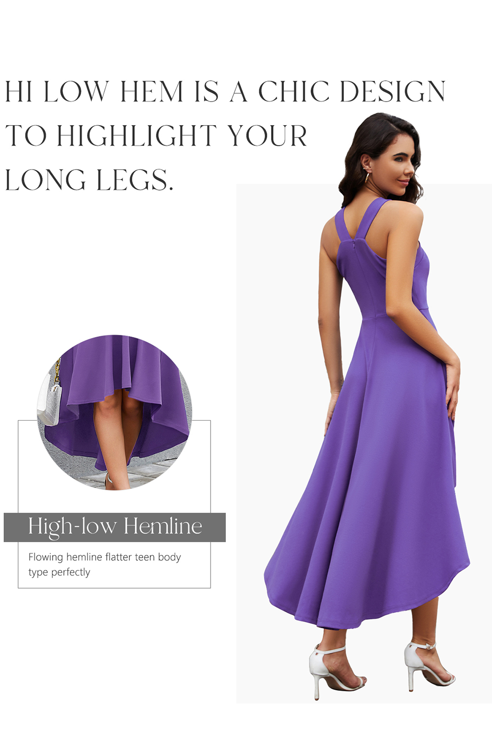 2024 Lavender Halter High-low Cocktail & Party Dress