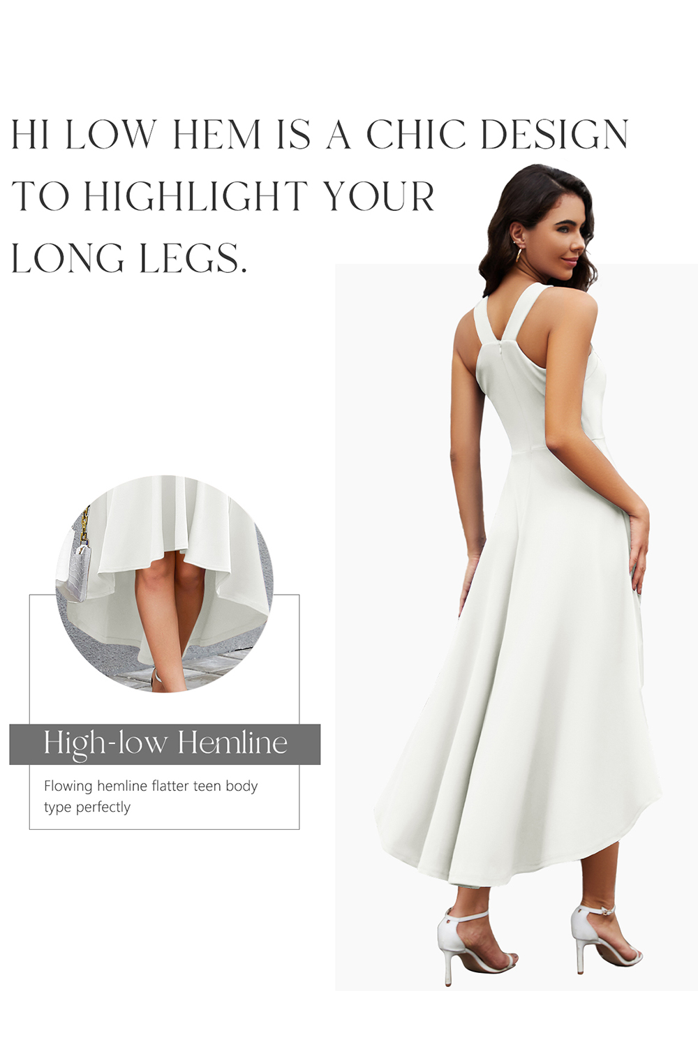 2024 White Halter High-low Cocktail & Party Dress