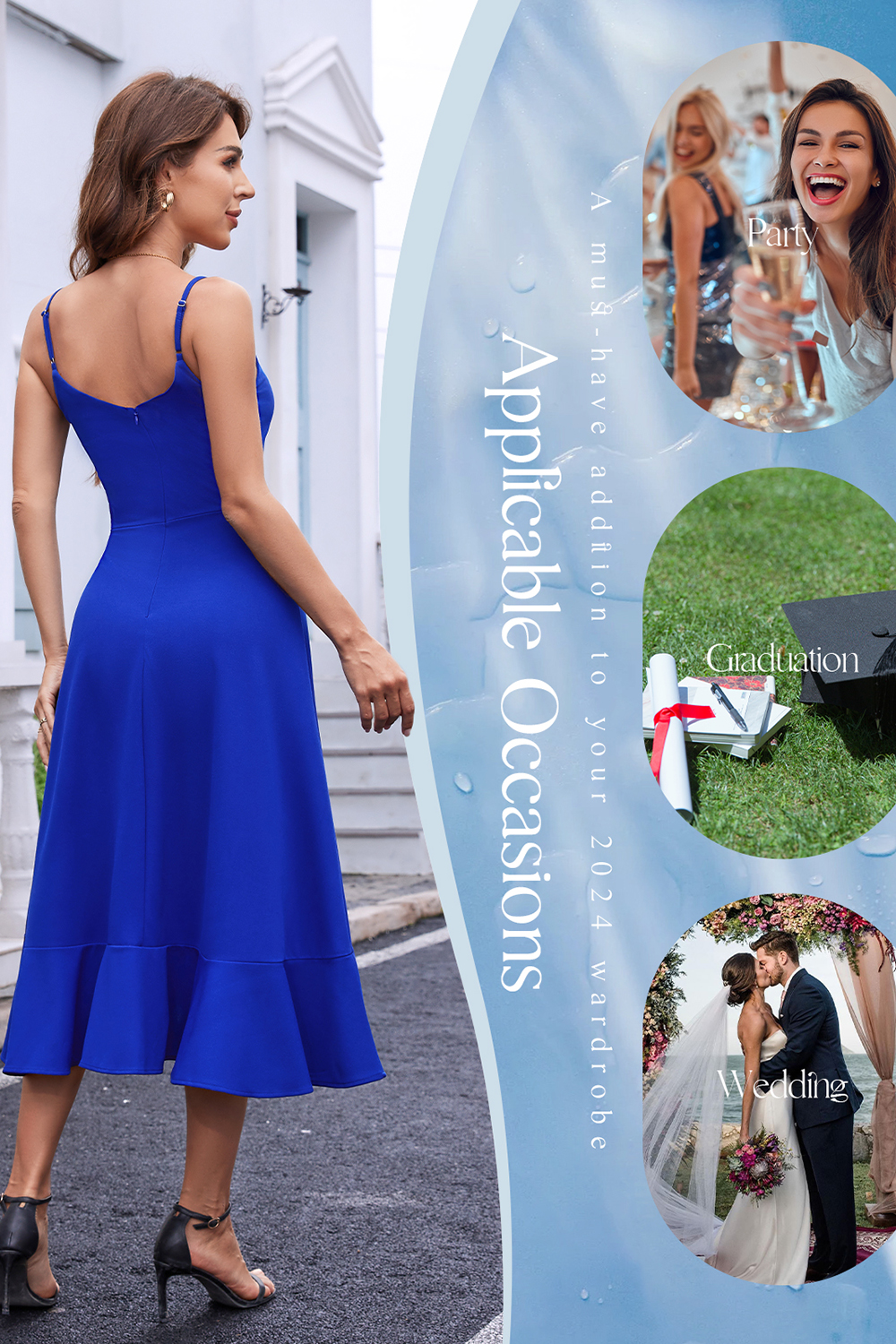 Elegant Adjustable Strap A-Line V-Neck Asymmetric Hem White Cocktail Dresses