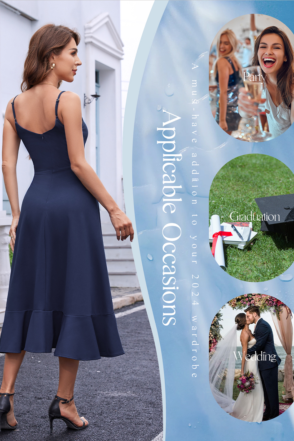 Elegant Adjustable Strap A-Line V-Neck Asymmetric Hem White Cocktail Dresses