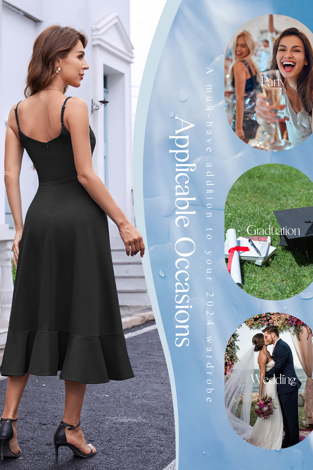 Elegant Adjustable Strap A-Line V-Neck Asymmetric Hem White Cocktail Dresses