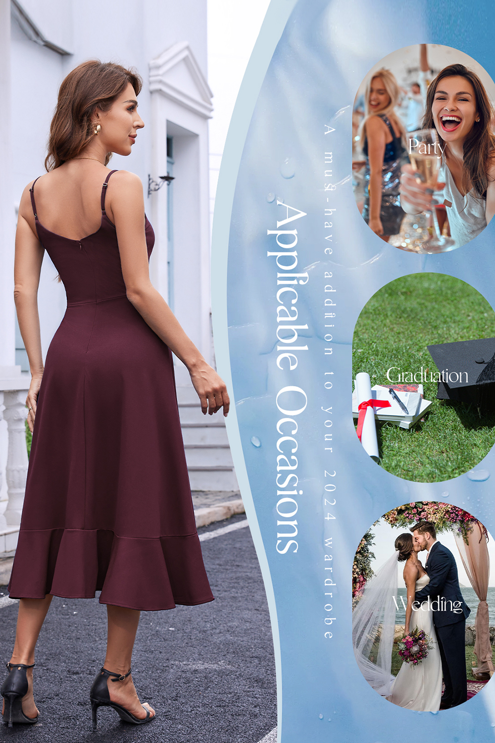 Elegant Adjustable Strap A-Line V-Neck Asymmetric Hem White Cocktail Dresses