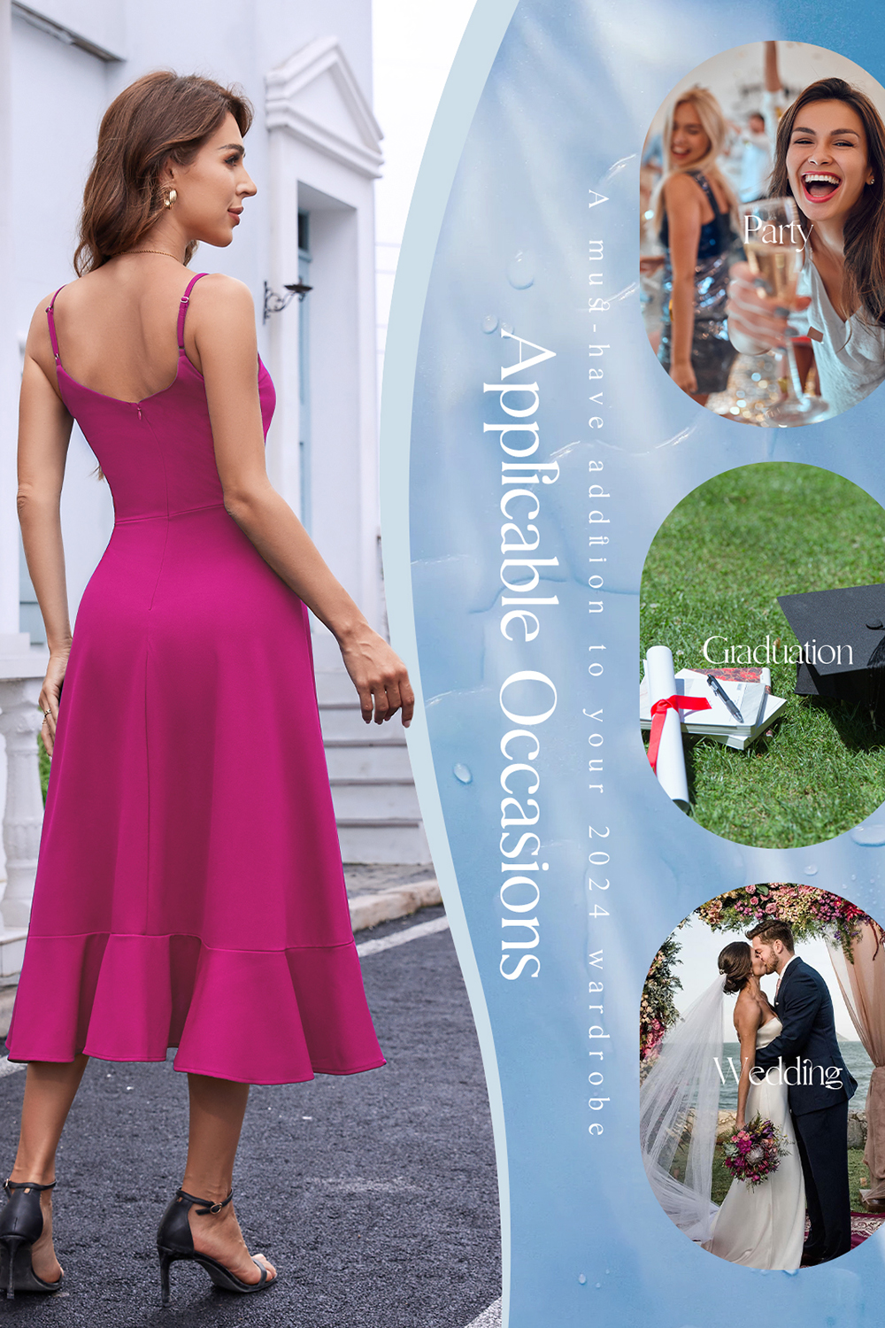 Elegant Adjustable Strap A-Line V-Neck Asymmetric Hem White Cocktail Dresses