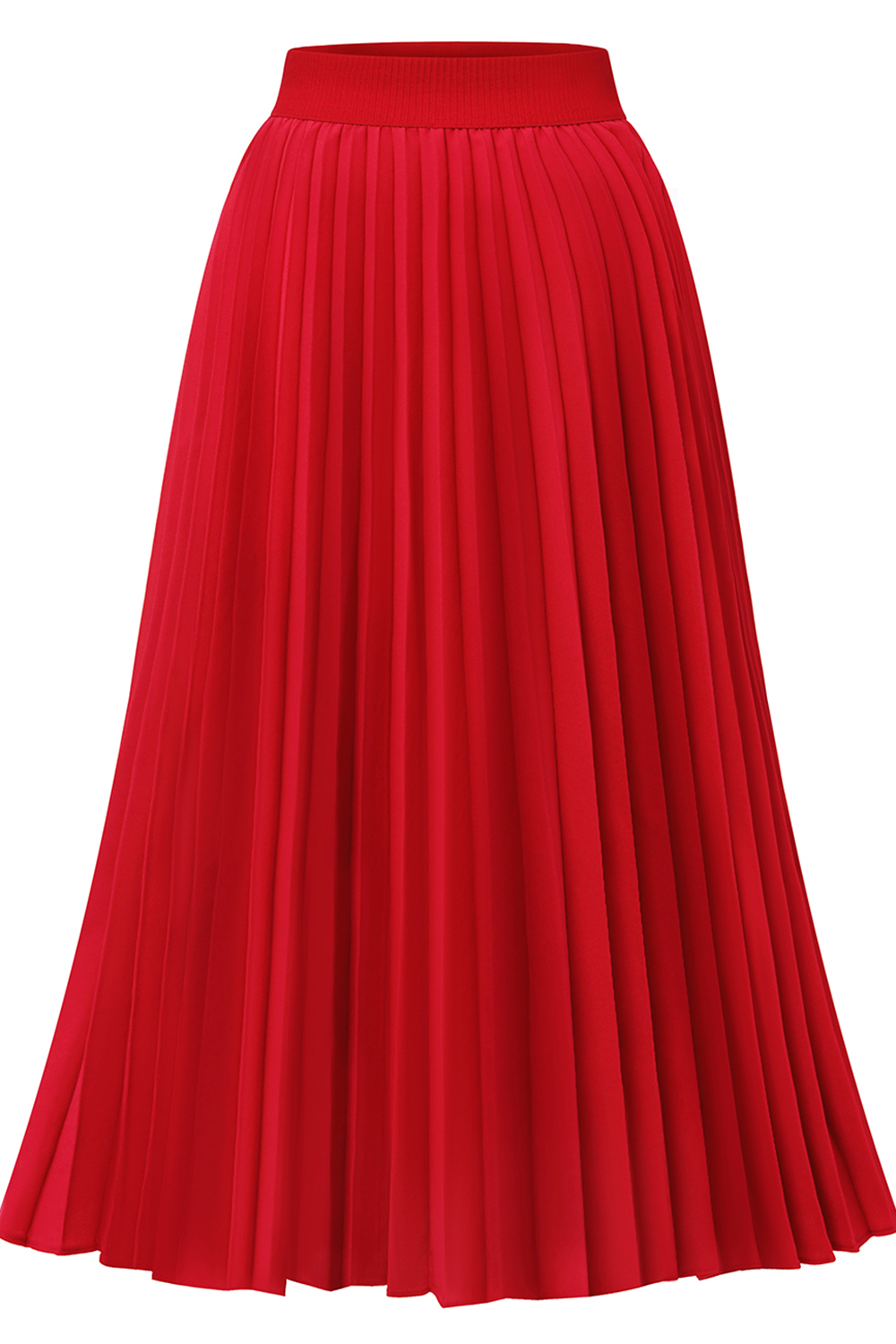 Pleated Midi Skirts for Women, Long High Waisted Chiffon Flare Casual Skirt 2024