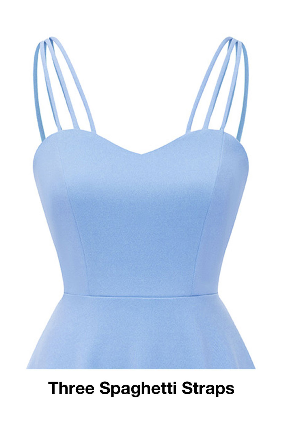 Elegant Hi-Low Spaghetti Strap Bridesmaid Dress: Comfortable Stretch Fabric for Weddings, Proms, and Parties