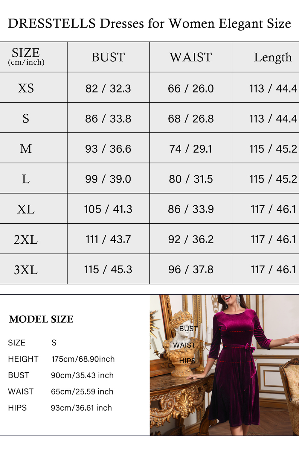 Elegant Round-Neck Velvet Bow-Tie Ruched 3/4 Sleeve Midi Dress