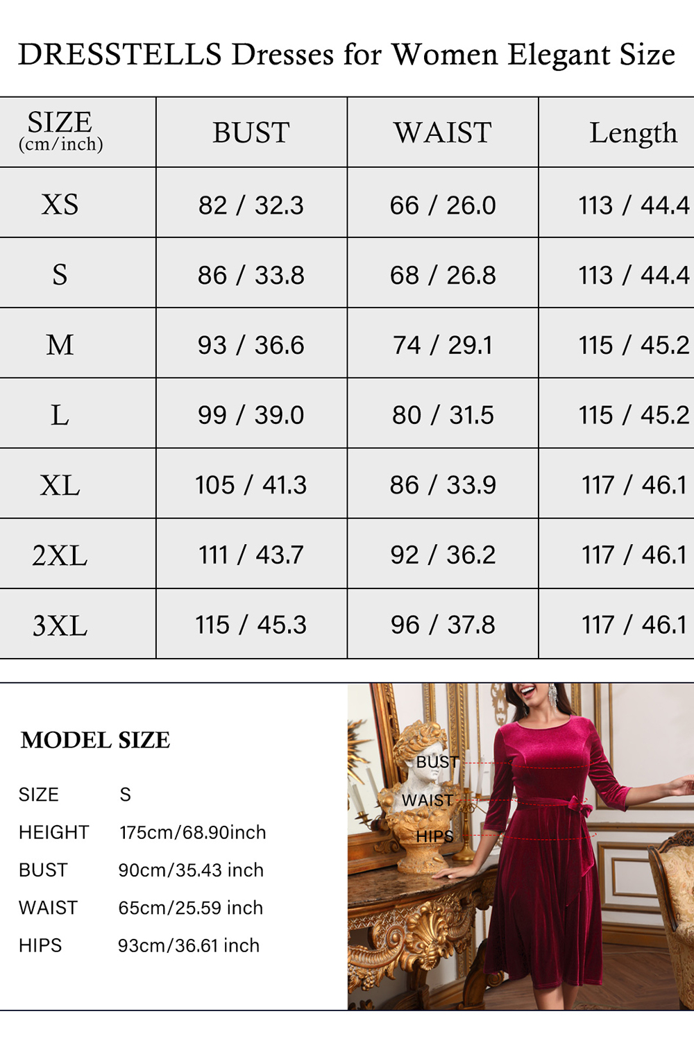 Elegant Round-Neck Velvet Bow-Tie Ruched 3/4 Sleeve Midi Dress