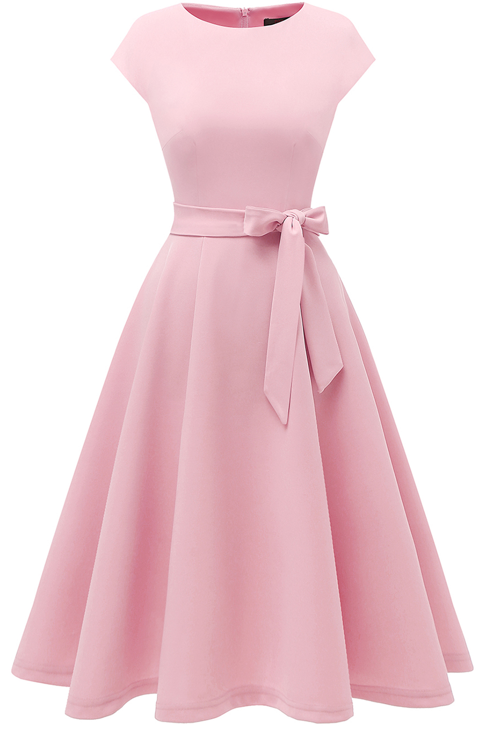A-Line Knee-Length Pink Cocktail Dress with Cap Sleeves, Vintage Style, Unique and Elegant