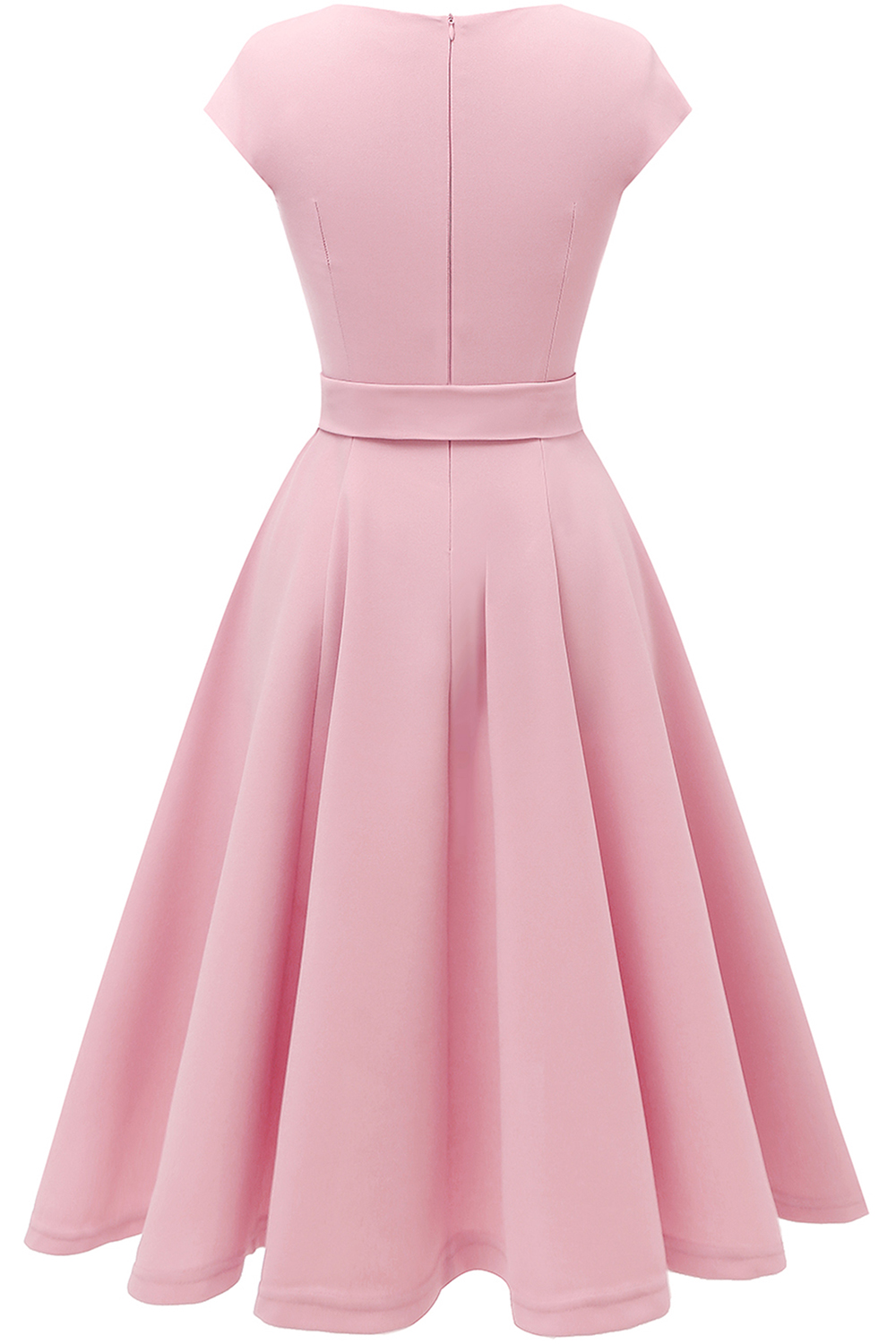 A-Line Knee-Length Pink Cocktail Dress with Cap Sleeves, Vintage Style, Unique and Elegant