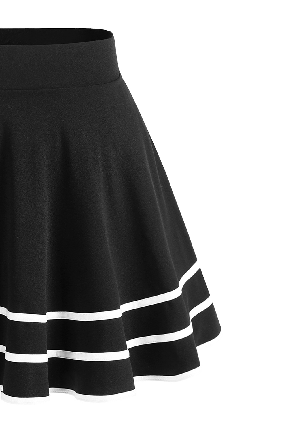 Versatile Black White A-line Stretchy Flared Casual Pleated Mini Skater Skirt
